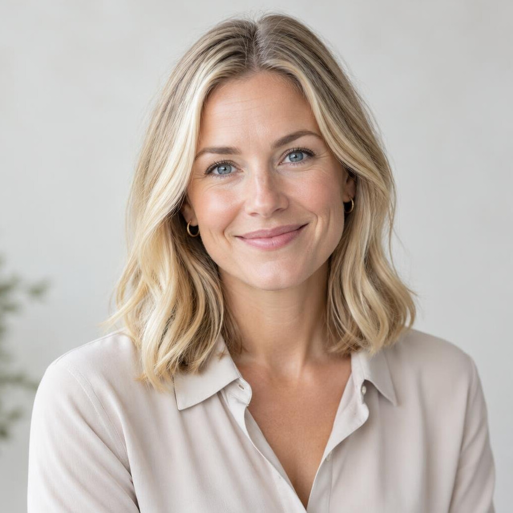 Portrait of a smiling woman with long hair